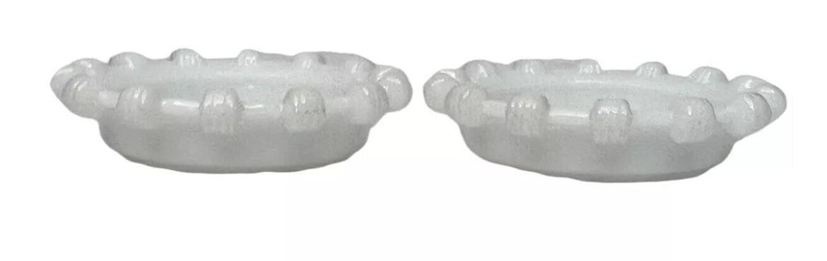 Hazel Atlas Apple Dogwood Blossom Milk Glass Pinwheel Design Coasters - Trinket Dish