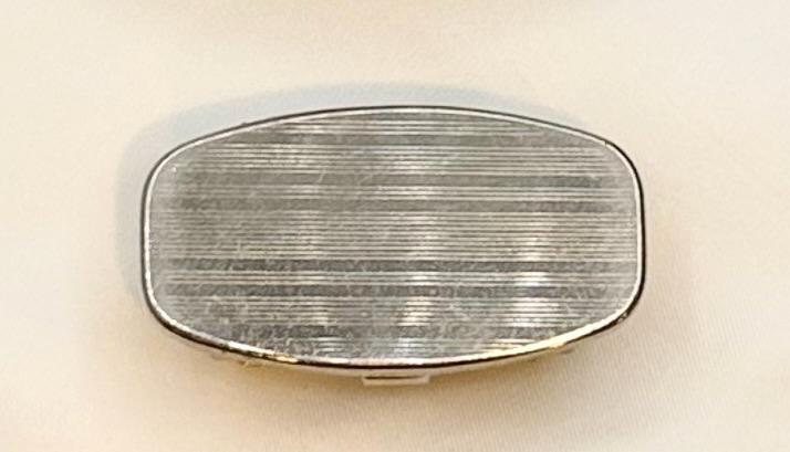 Vintage Silver Tone Statement Lipstick Ring Holder with Flip-up Mirror