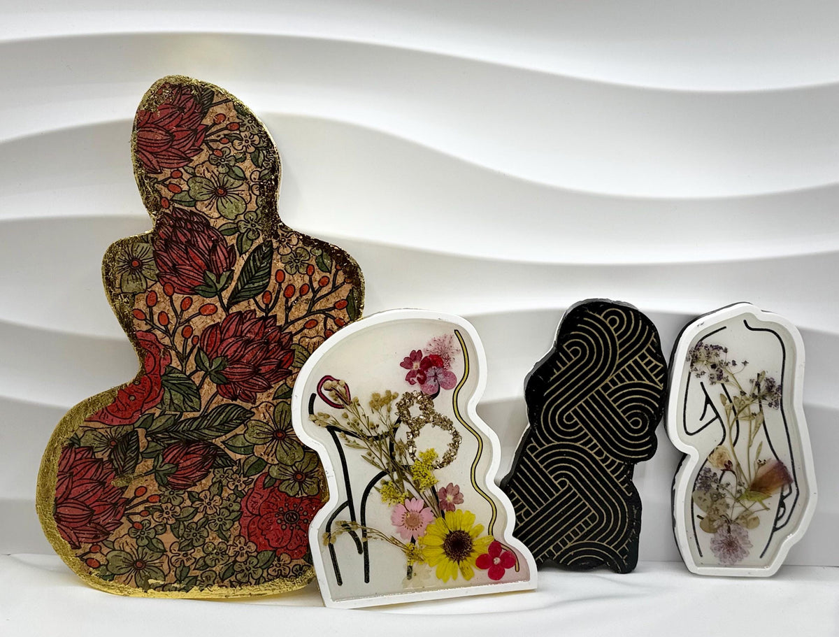 Jesmonite Vanity Tray - Ladies Figure, Dried Floral Display