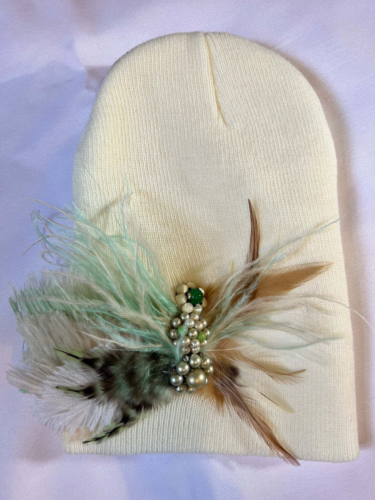 Pure as the day | A butterfly emerges | hand-embellished beanie