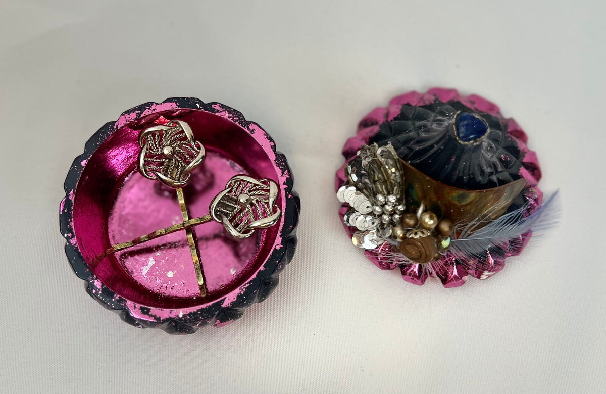 Handmade Jeweled Teardrop Trinket Dish: Vintage Glam Jewelry Storage