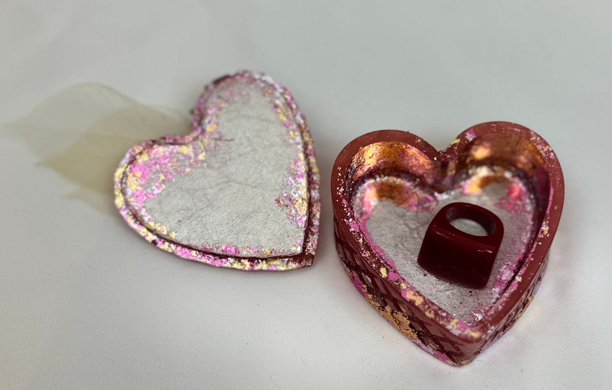 Heart Shaped Storage Container w/Heart Lotion Bar - Jewelry Keepsake Box