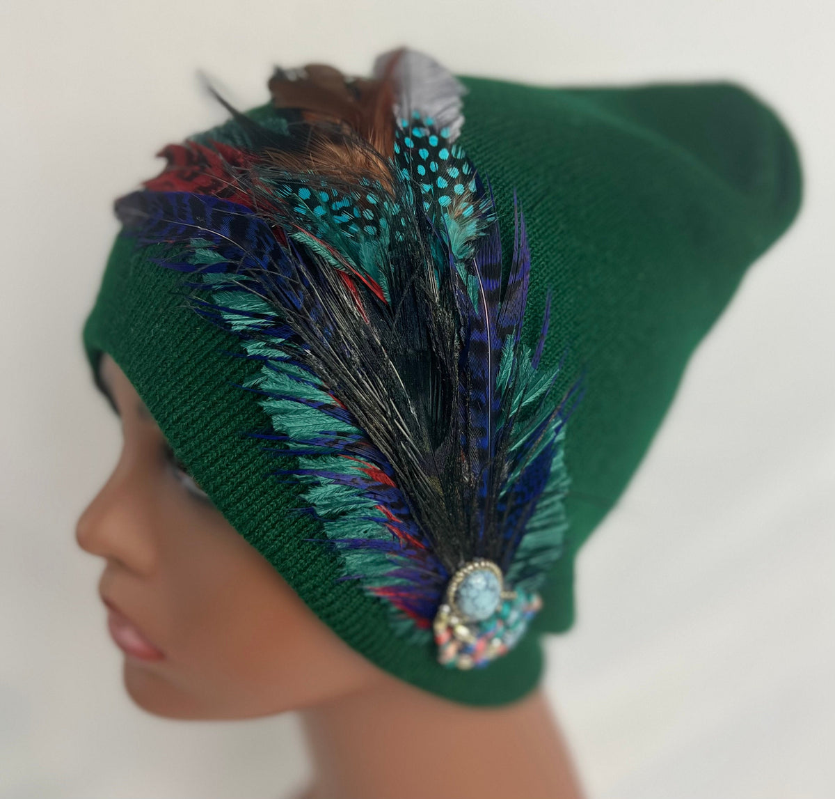 Emerald Green Stars | hand-embellished beanie