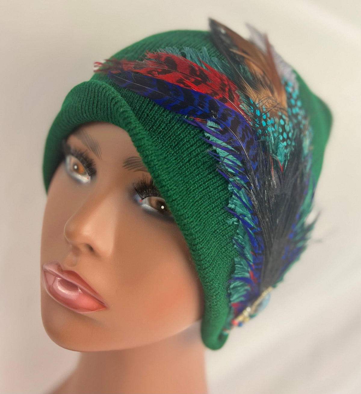 Emerald Green Stars | hand-embellished beanie