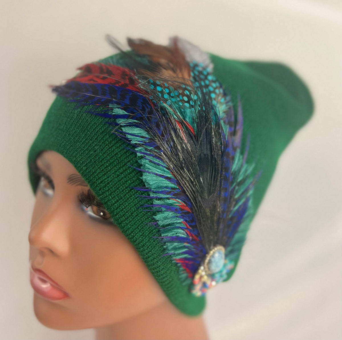 Emerald Green Stars | hand-embellished beanie