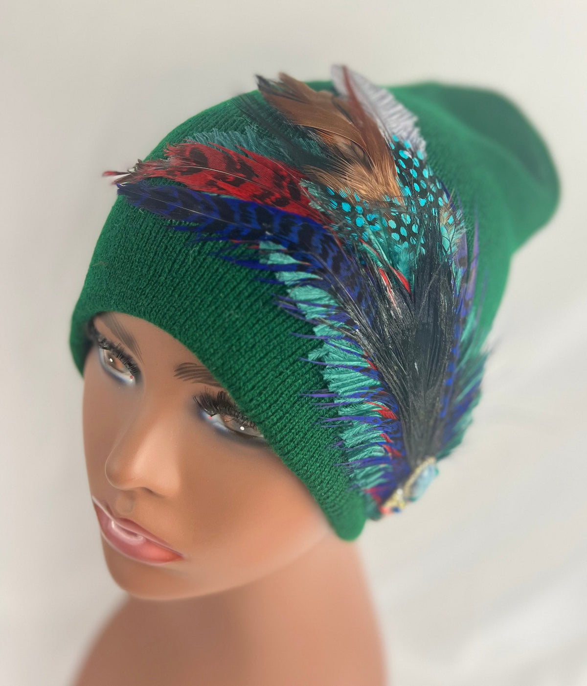 Emerald Green Stars | hand-embellished beanie