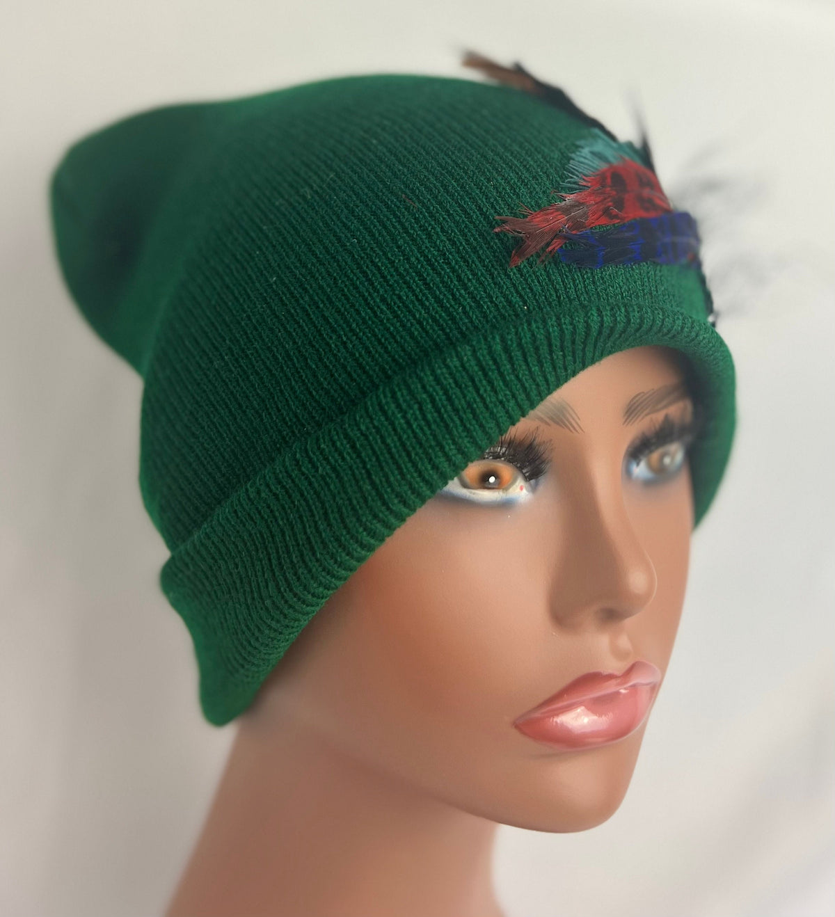 Emerald Green Stars | hand-embellished beanie