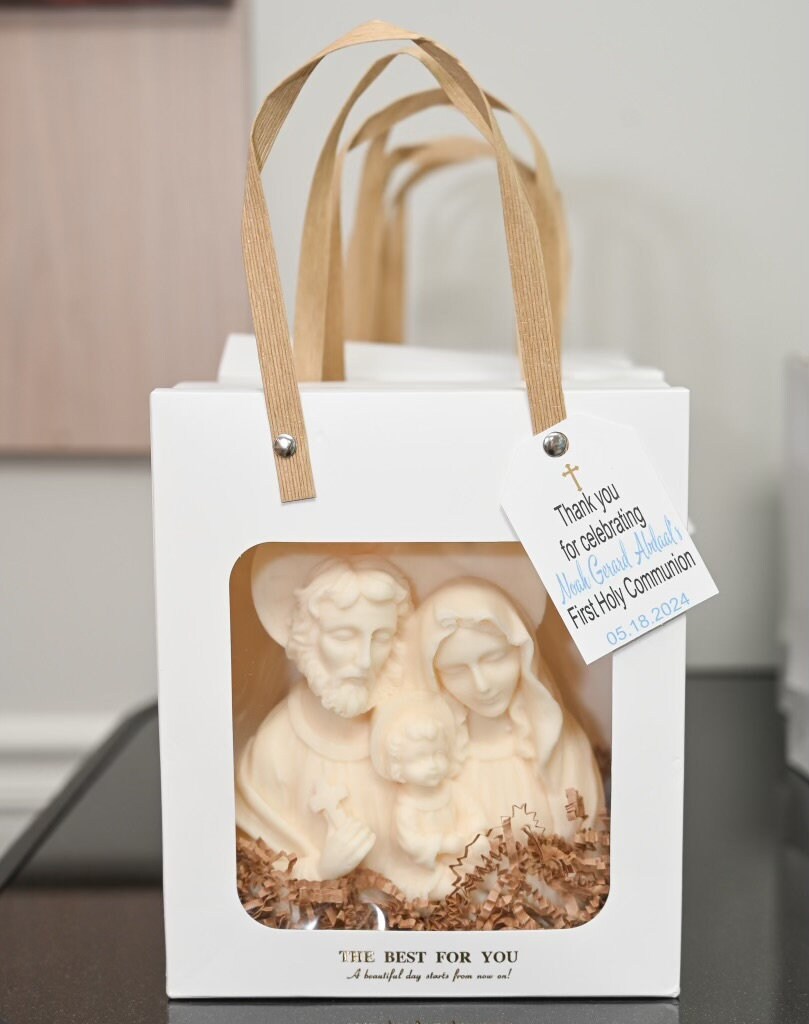 Holy Family Baptism Candle - First Communion Christian Gift - Mary, Jesus, Joseph Candle
