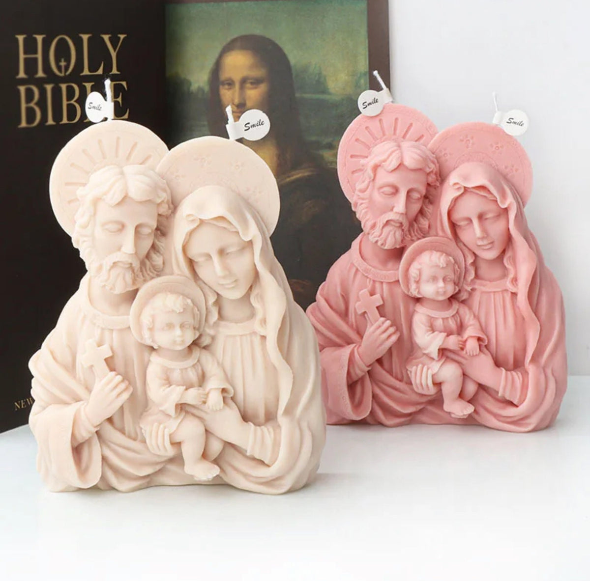 Holy Family Baptism Candle - First Communion Christian Gift - Mary, Jesus, Joseph Candle