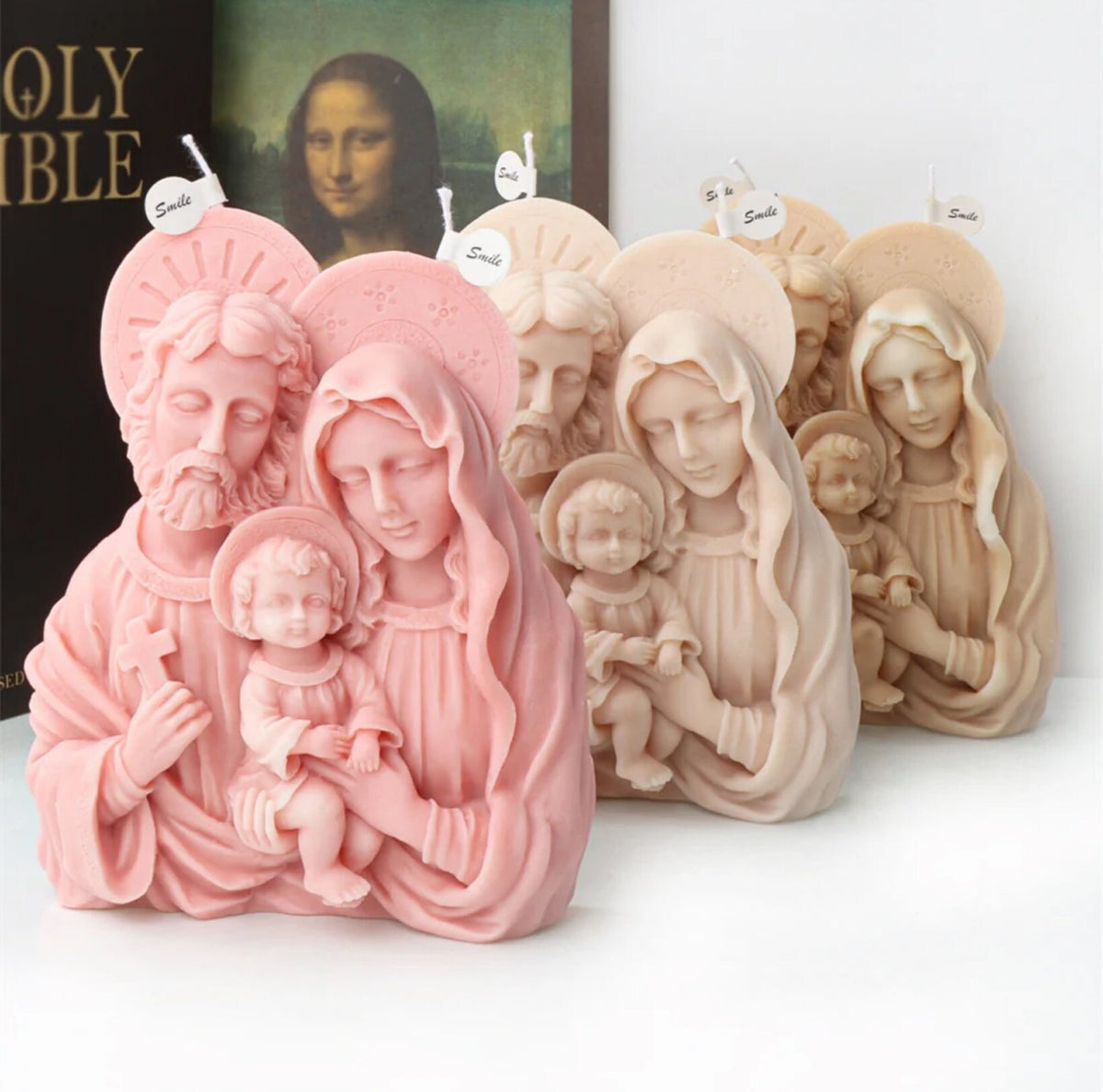 Holy Family Baptism Candle - First Communion Christian Gift - Mary, Jesus, Joseph Candle