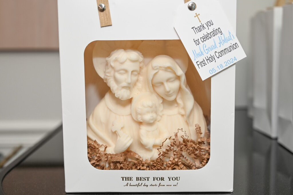 Holy Family Baptism Candle - First Communion Christian Gift - Mary, Jesus, Joseph Candle