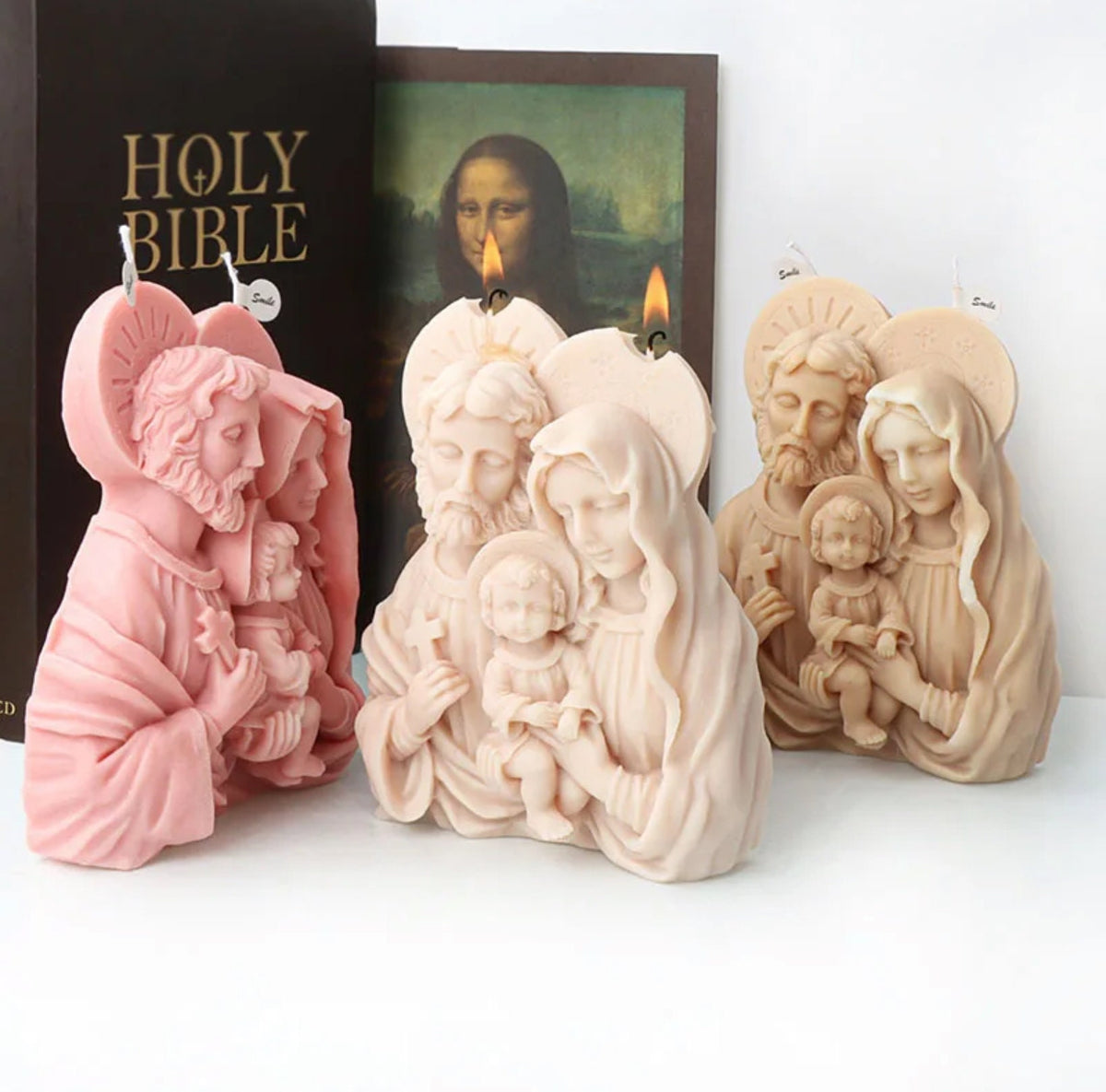 Holy Family Baptism Candle - First Communion Christian Gift - Mary, Jesus, Joseph Candle