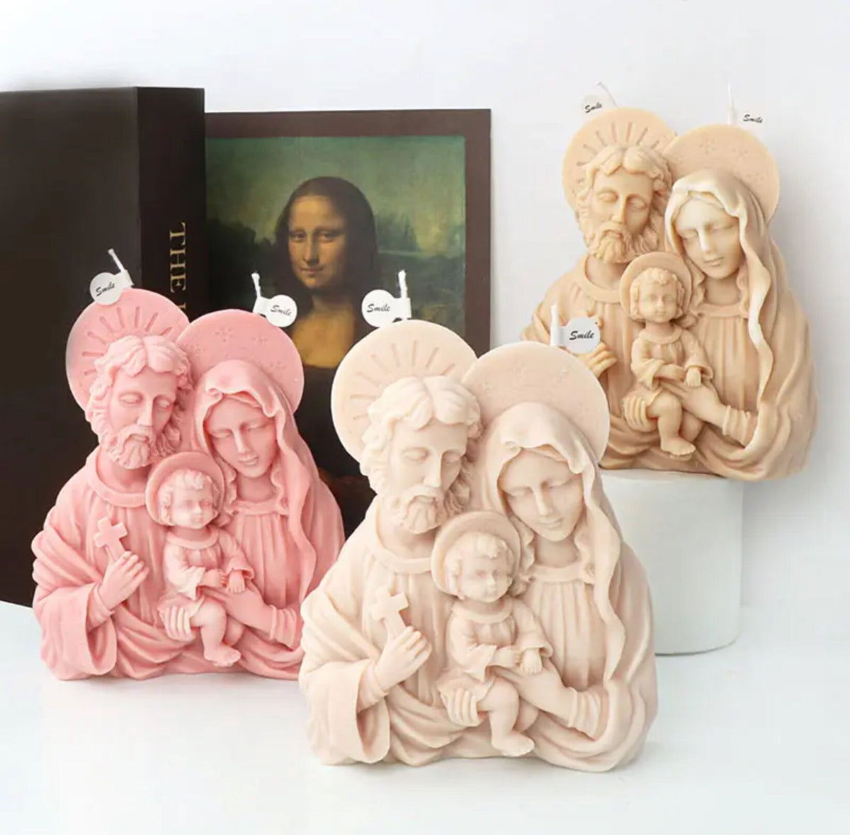 Holy Family Baptism Candle - First Communion Christian Gift - Mary, Jesus, Joseph Candle