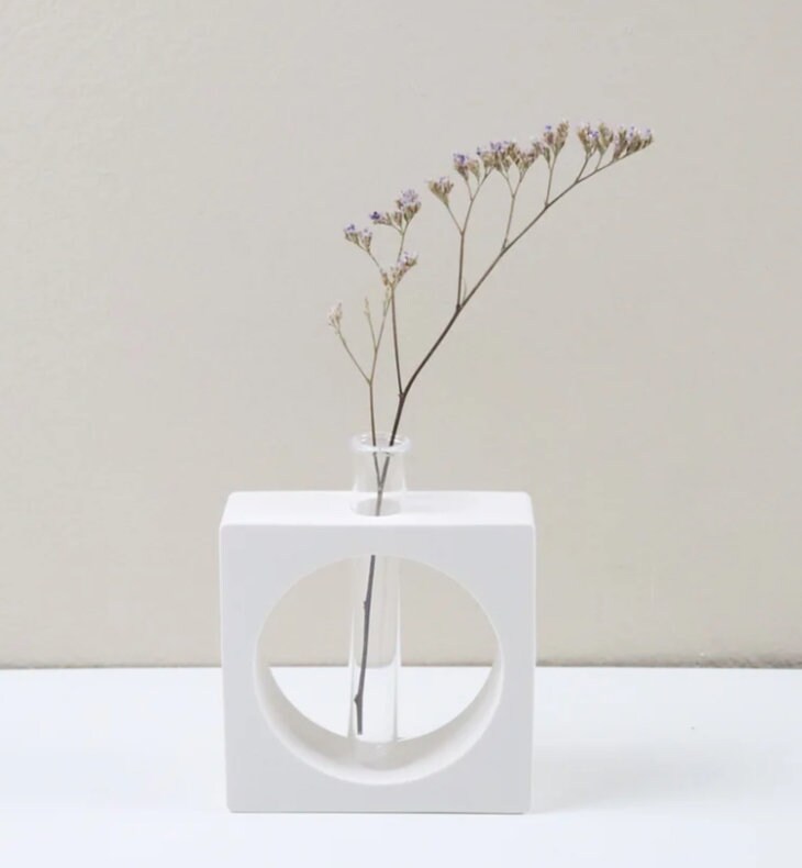 Nordic Jesmonite Square Vase for Propagation, Diffuser, and Home Decor
