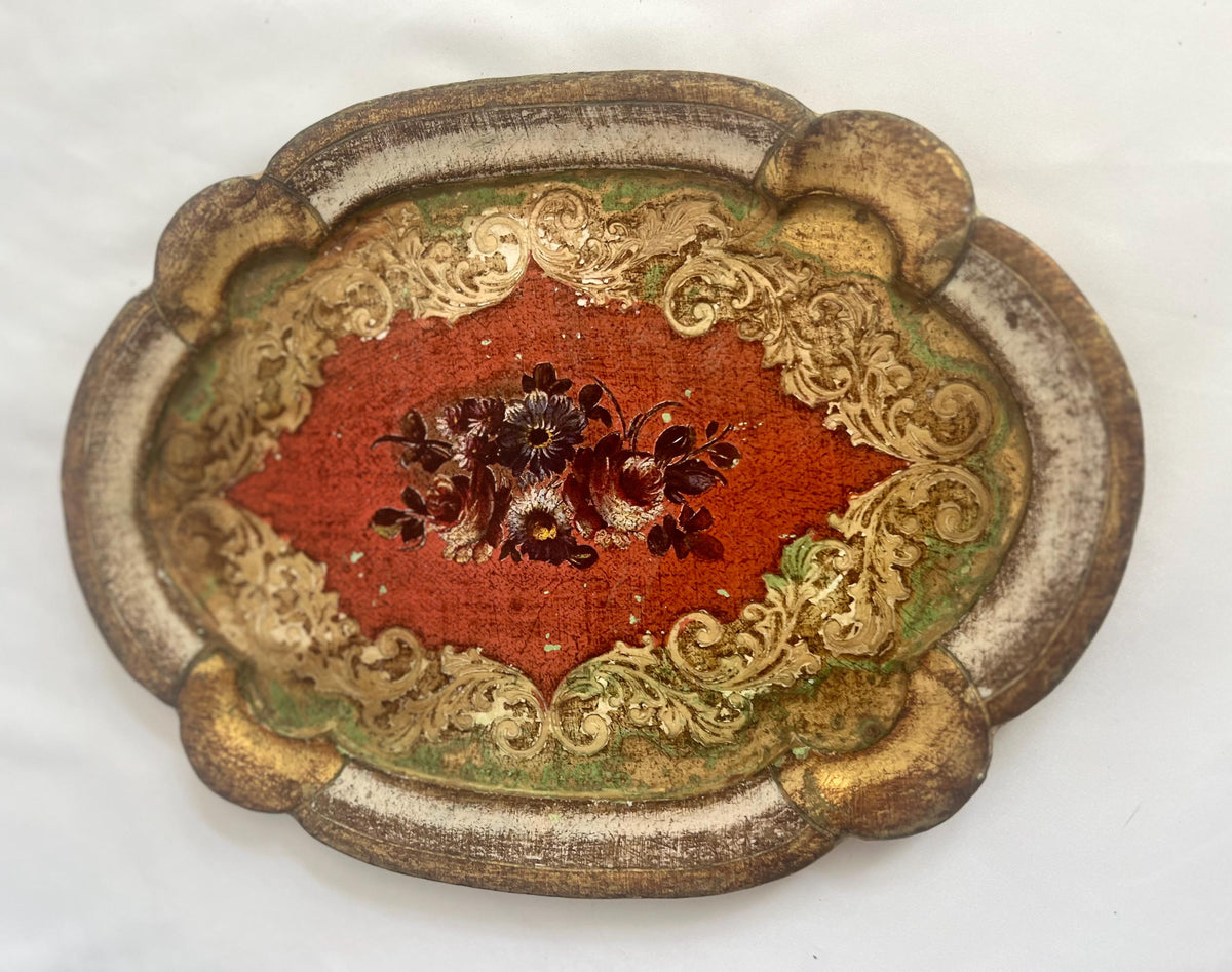 Italian Florentine Gilt Toleware Wood Tray