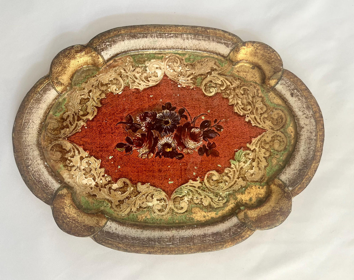 Italian Florentine Gilt Toleware Wood Tray