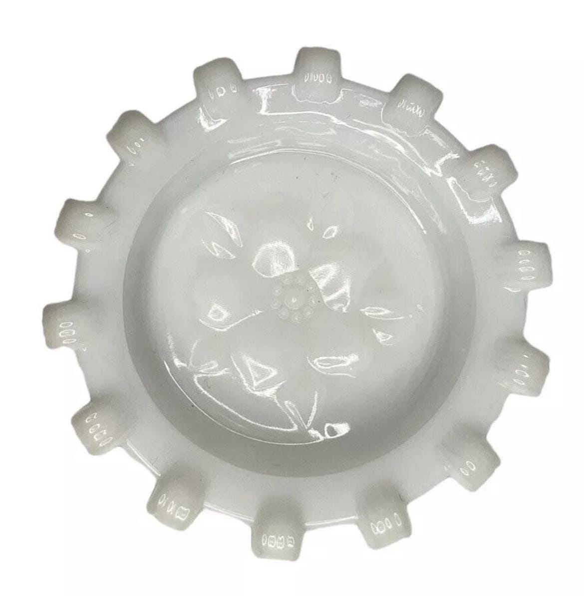 Hazel Atlas Apple Dogwood Blossom Milk Glass Pinwheel Design Coasters - Trinket Dish