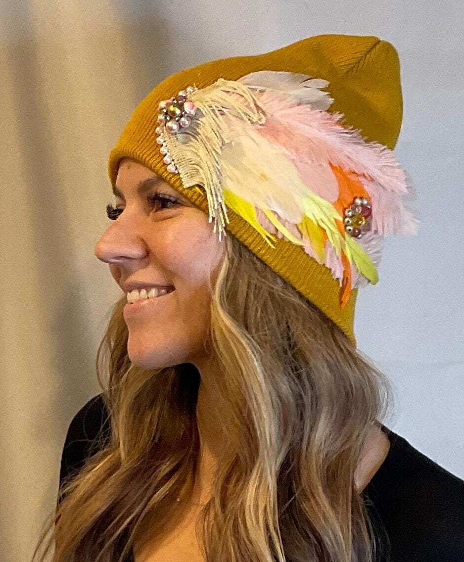 Indian Arrowhead | hand-embellished beanie