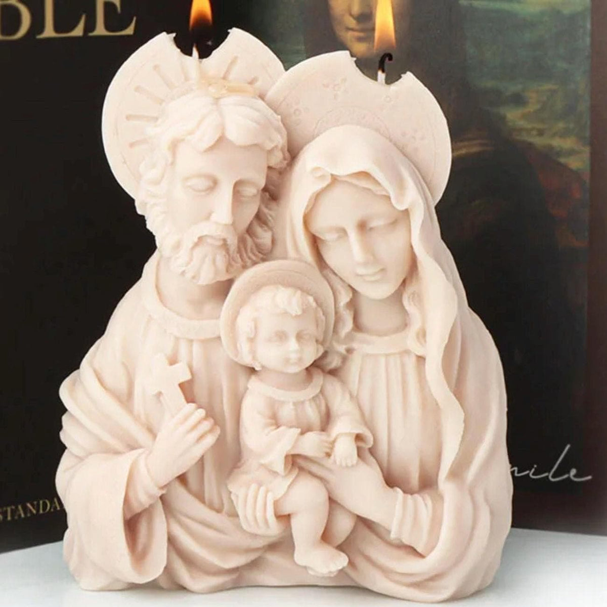 Holy Family Baptism Candle - First Communion Christian Gift - Mary, Jesus, Joseph Candle