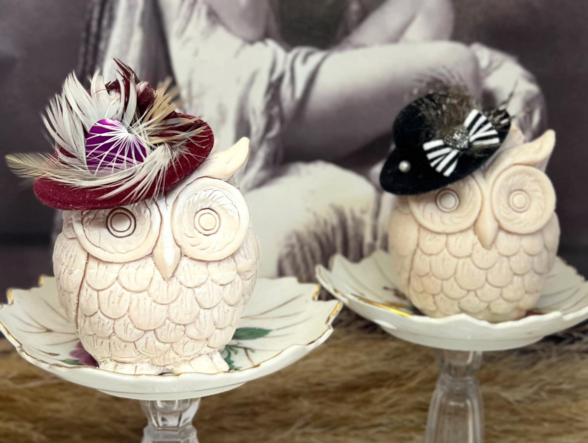 Celebration Adorned Owl Candles - Decorative Embellished Design