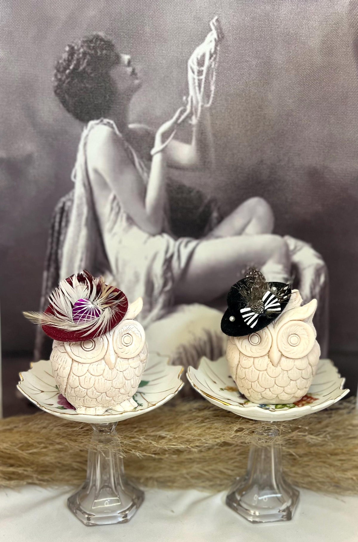 Celebration Adorned Owl Candles - Decorative Embellished Design