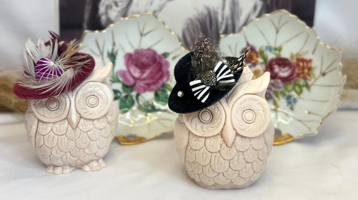 Celebration Adorned Owl Candles - Decorative Embellished Design