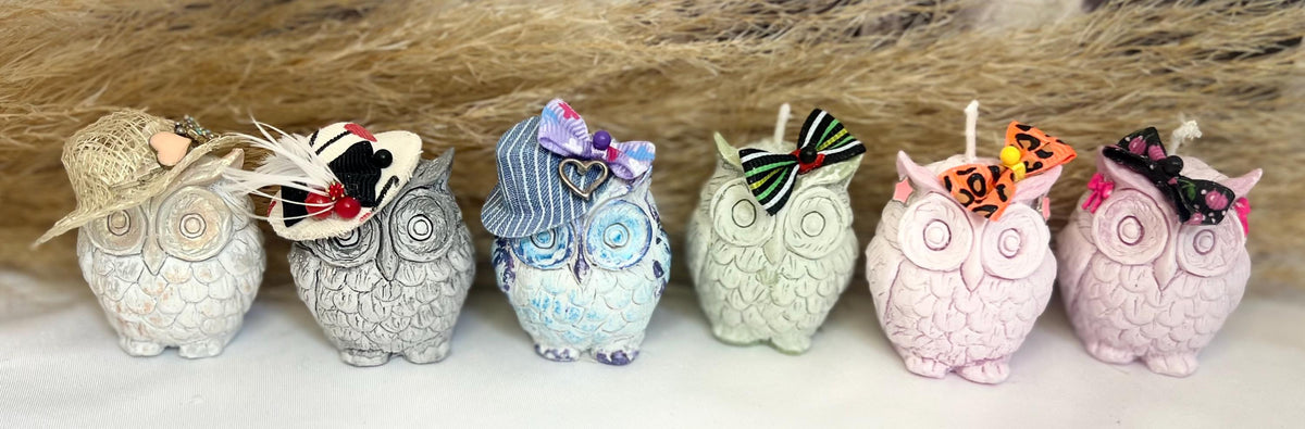 Celebration Mini Owl Candles - Decorative Embellished Owl Candles