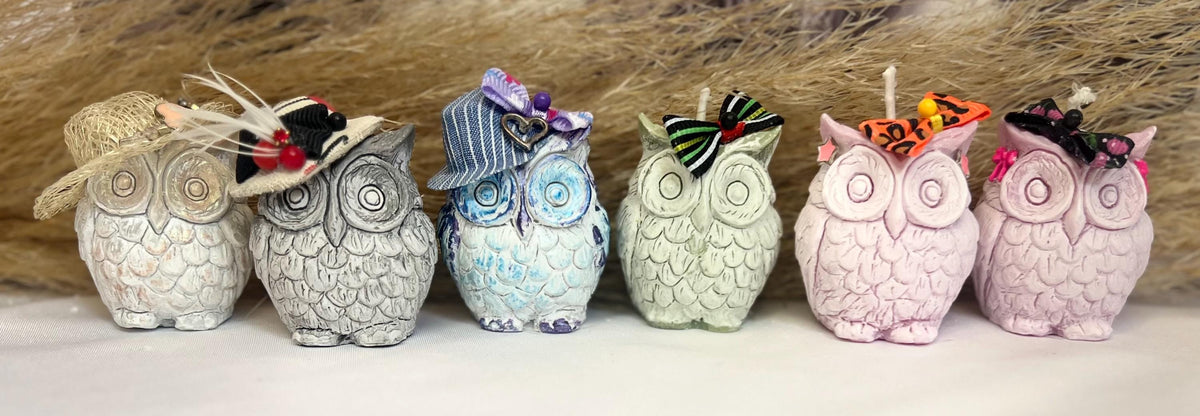 Celebration Mini Owl Candles - Decorative Embellished Owl Candles