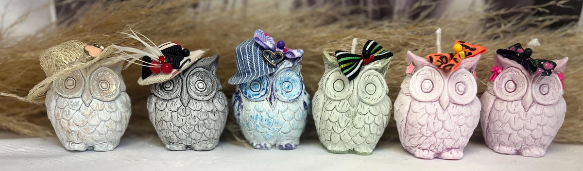 Celebration Mini Owl Candles - Decorative Embellished Owl Candles