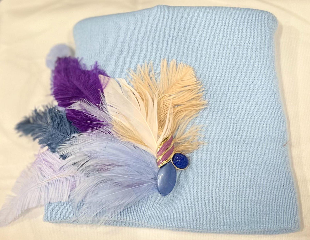 Dove in the Blue Sky - Luxurious Feathered & Vintage Jeweled Embellished Accessory