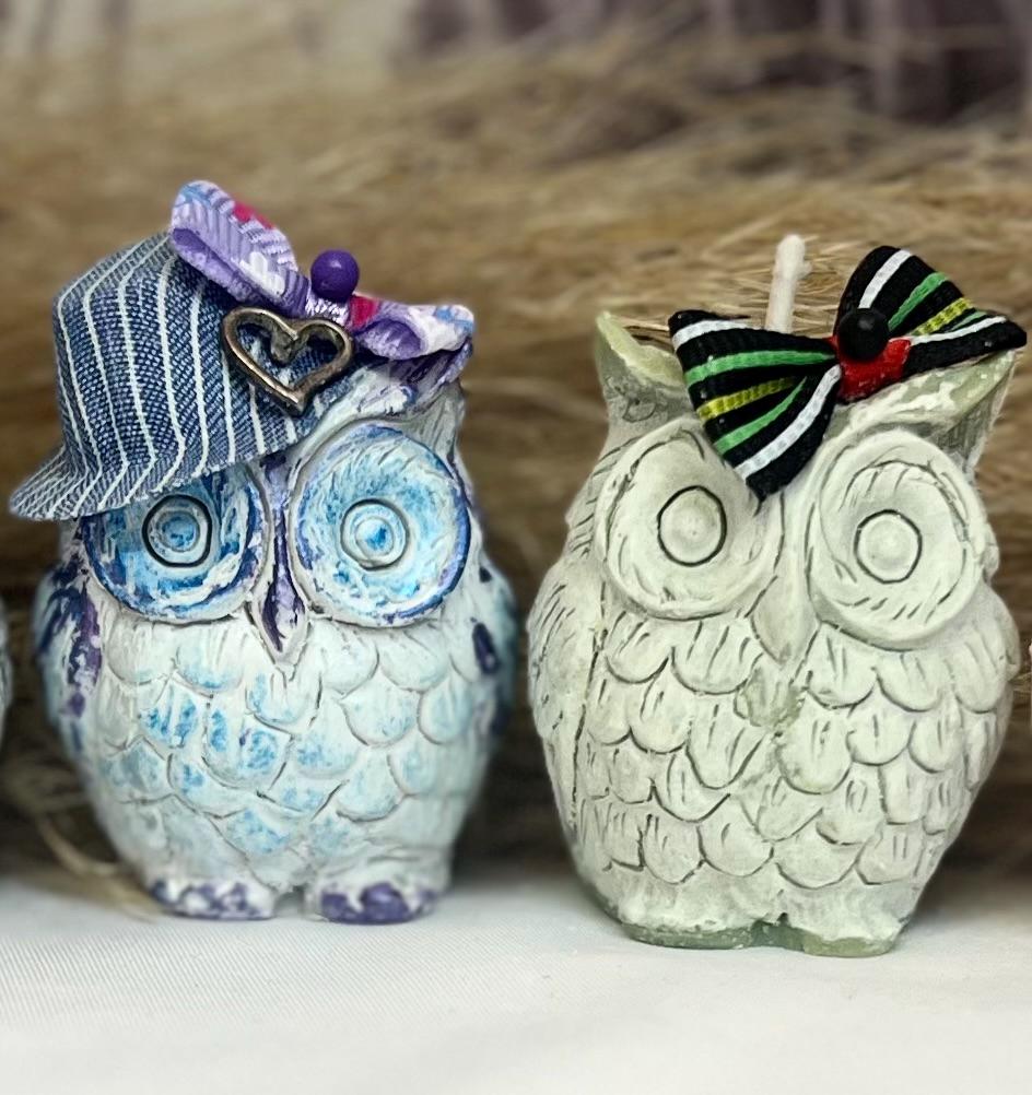 Celebration Mini Owl Candles - Decorative Embellished Owl Candles