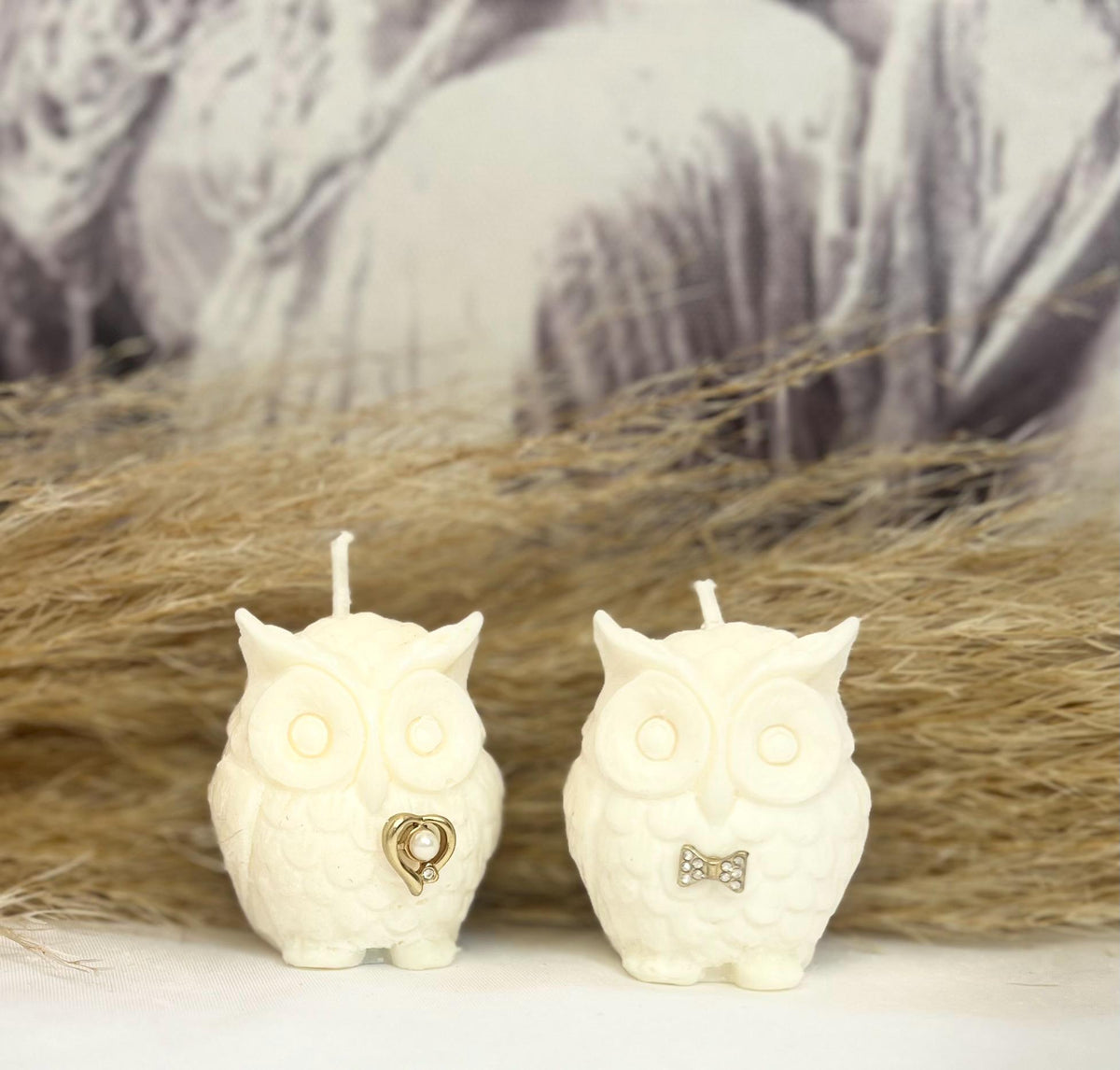 Celebration Mini Owl Candles - Decorative Embellished Owl Candles