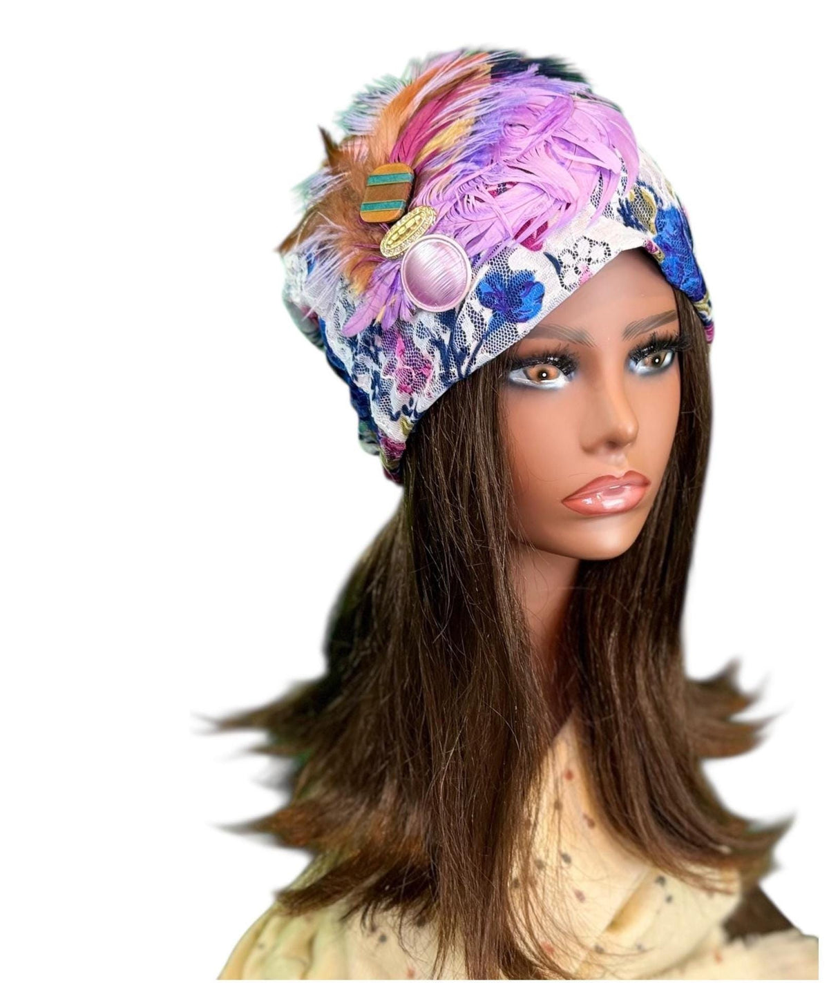 Sunday Walks Statement Floral Lace Flapper - Vintage Jeweled & Feathered Designer Collectible Accessory