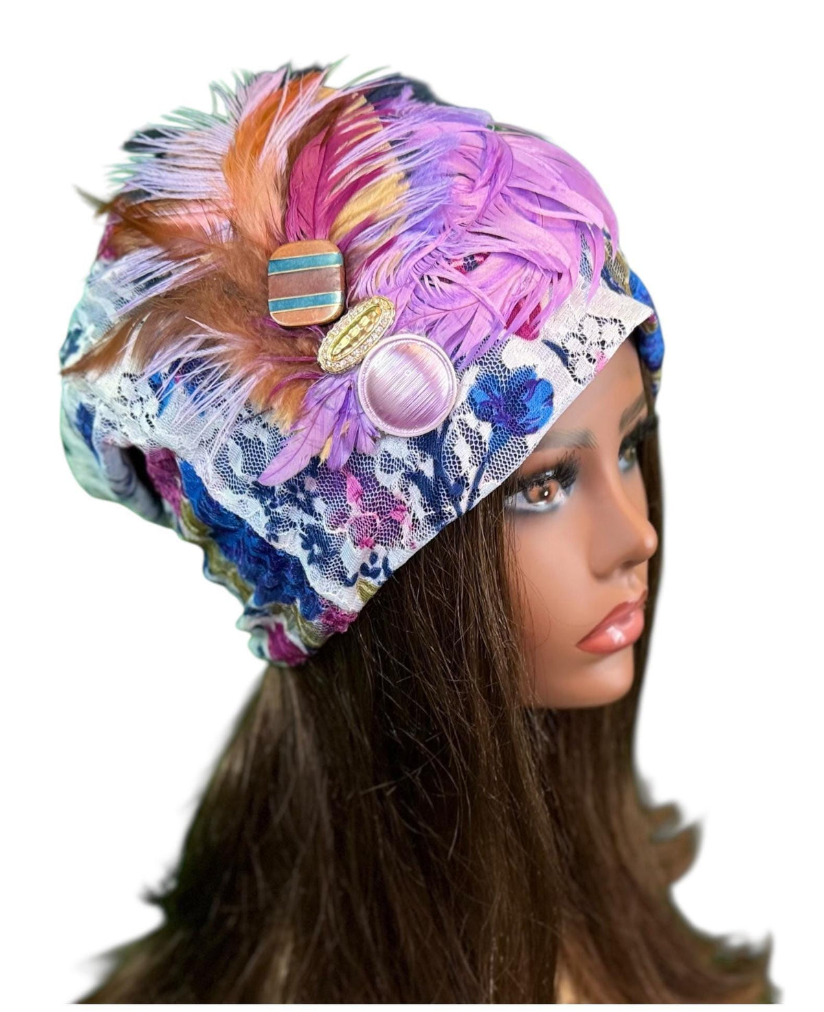 Sunday Walks Statement Floral Lace Flapper - Vintage Jeweled & Feathered Designer Collectible Accessory