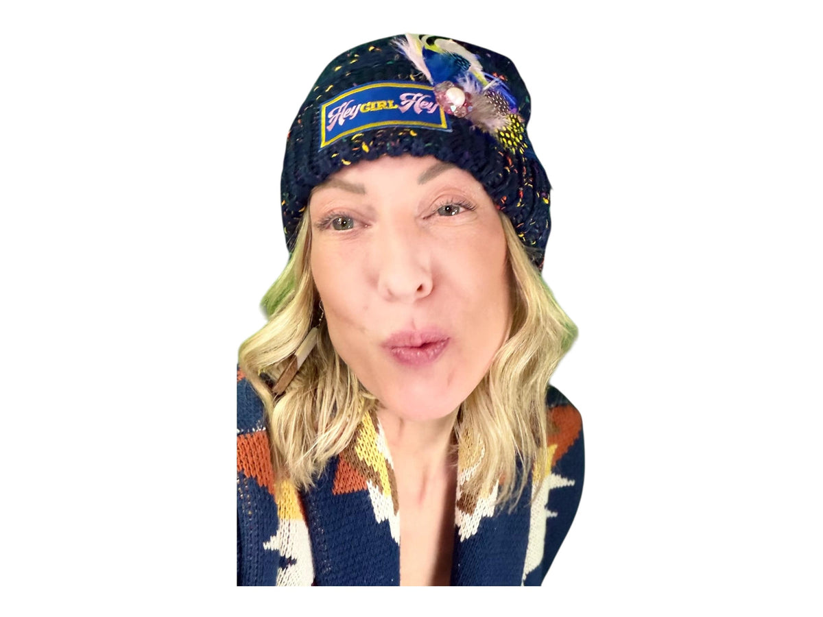 HEY Girl, HEY Patchwork Jeweled Designer Winter Hat
