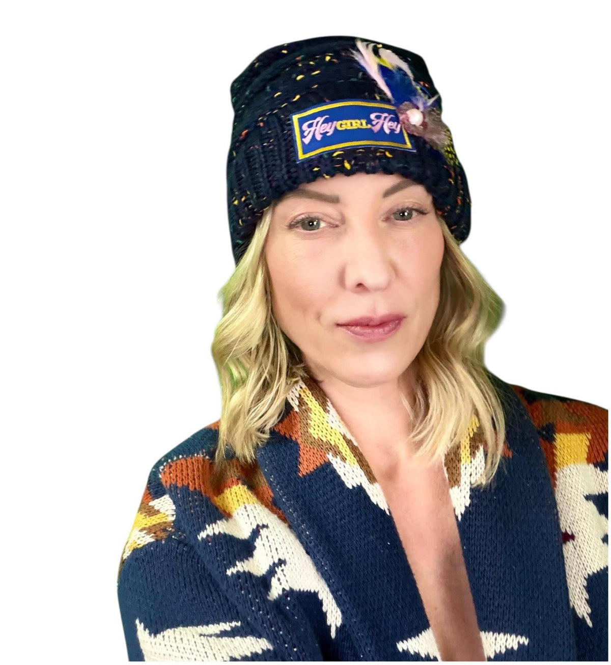 HEY Girl, HEY Patchwork Jeweled Designer Winter Hat