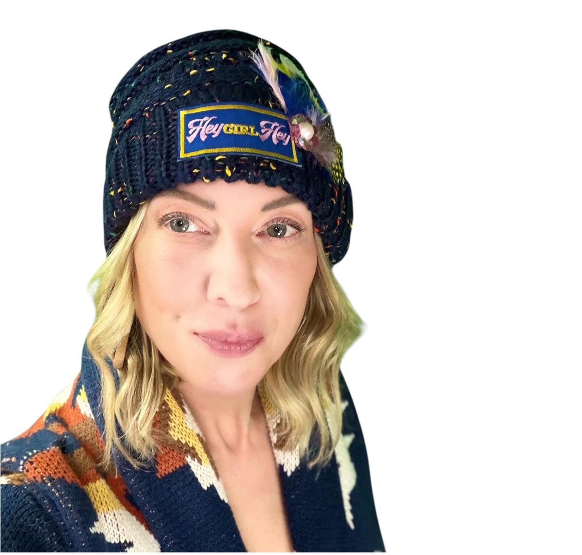 HEY Girl, HEY Patchwork Jeweled Designer Winter Hat