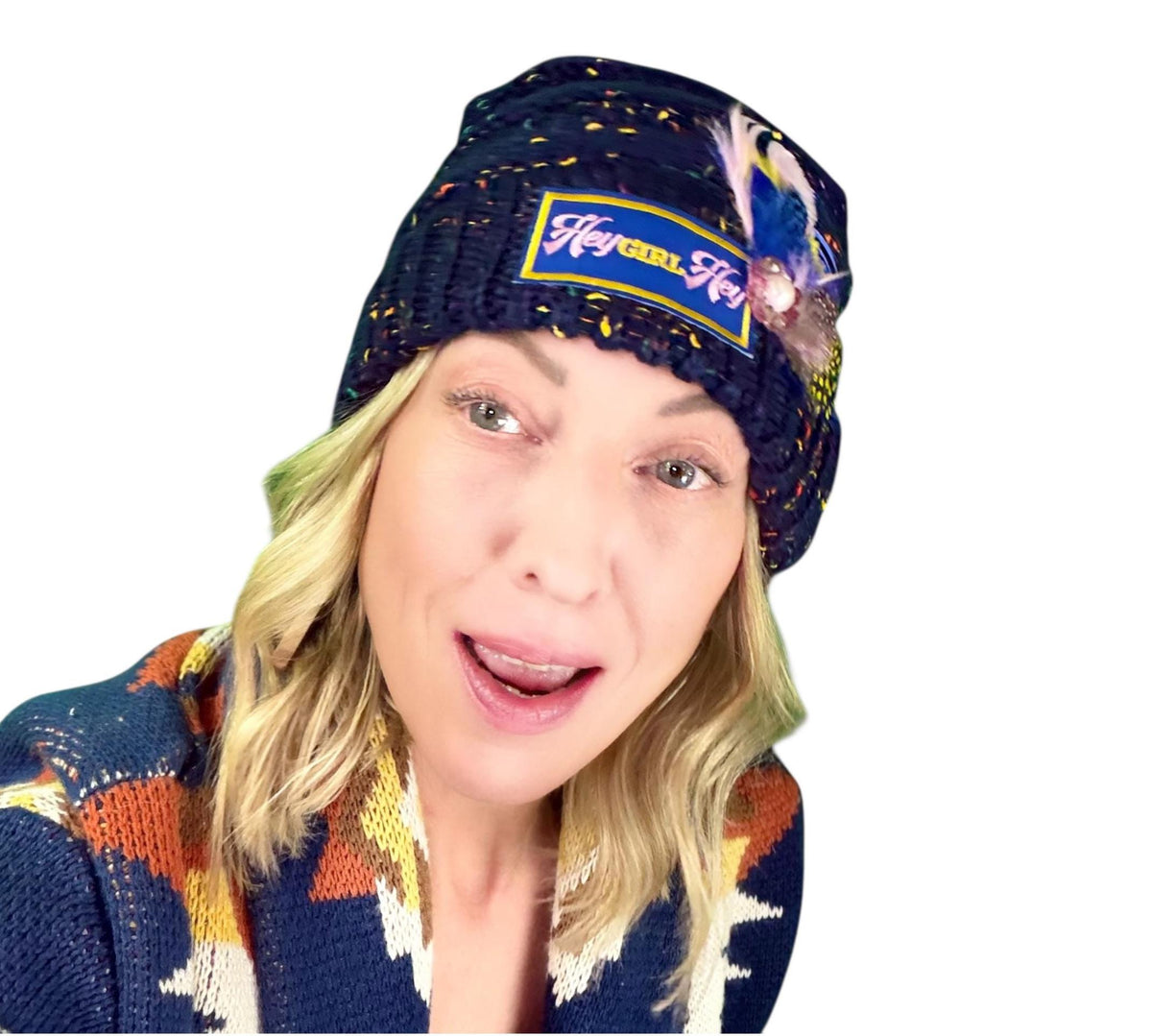 HEY Girl, HEY Patchwork Jeweled Designer Winter Hat