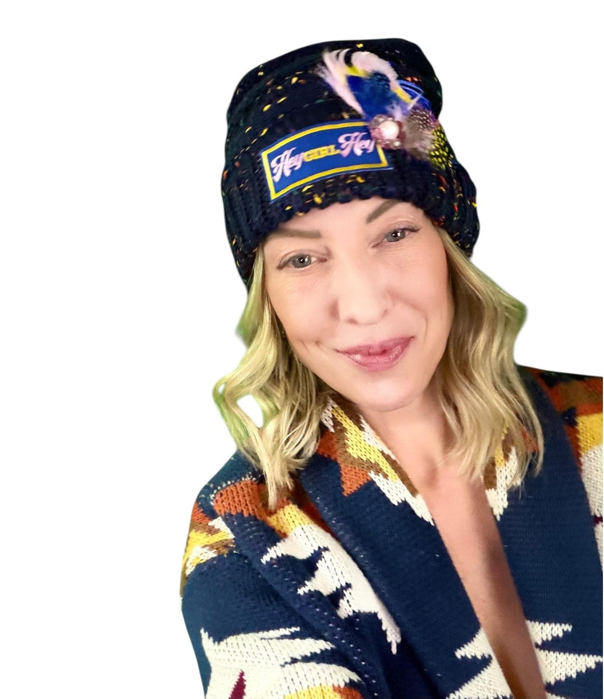 HEY Girl, HEY Patchwork Jeweled Designer Winter Hat