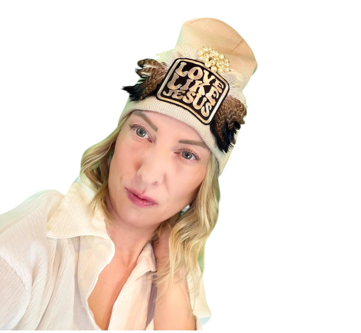 Love Like Jesus, Patchwork Jeweled Fashionable Hat