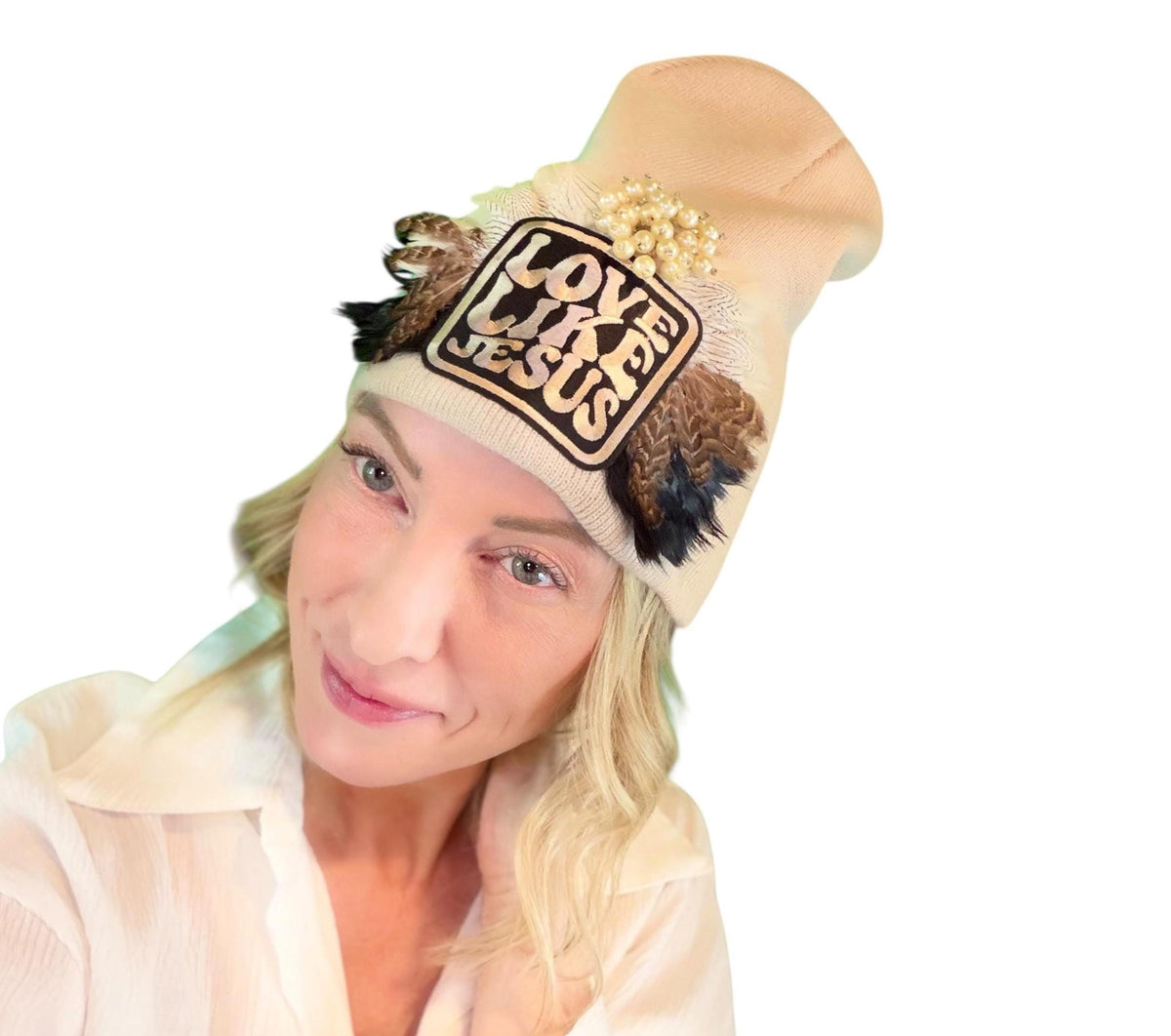 Love Like Jesus, Patchwork Jeweled Fashionable Hat