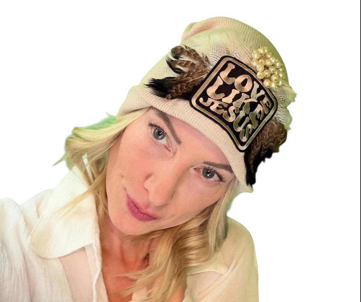 Love Like Jesus, Patchwork Jeweled Fashionable Hat