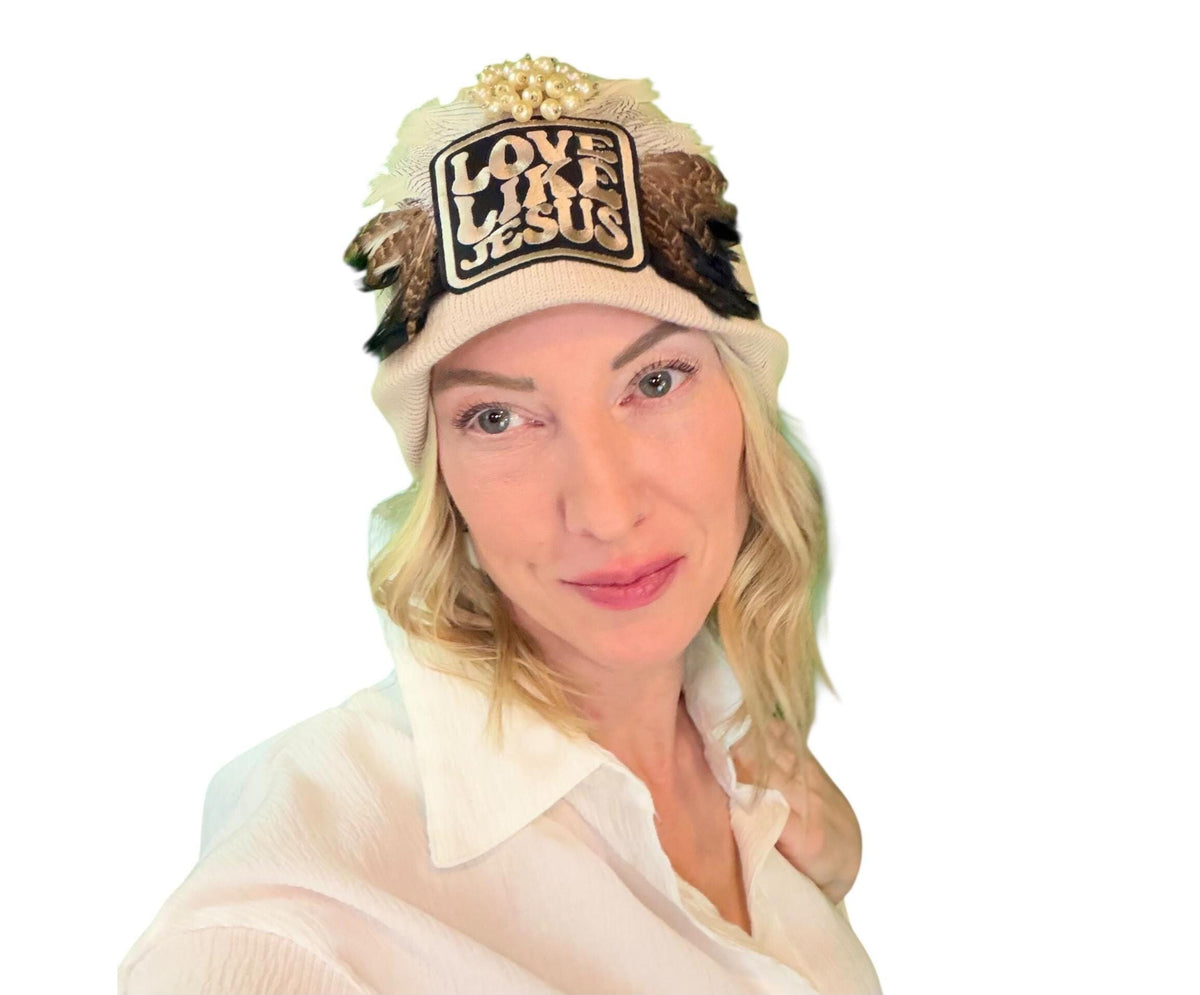 Love Like Jesus, Patchwork Jeweled Fashionable Hat