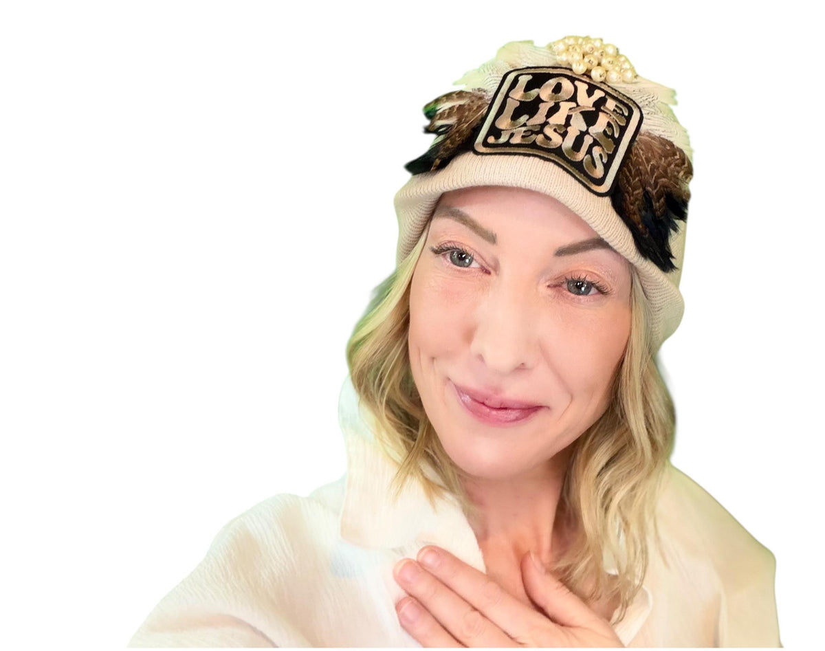 Love Like Jesus, Patchwork Jeweled Fashionable Hat
