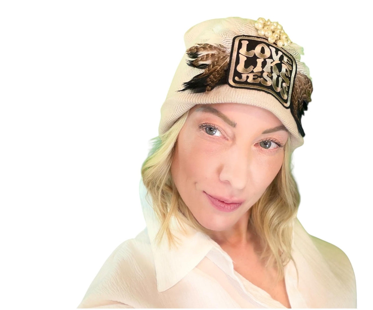 Love Like Jesus, Patchwork Jeweled Fashionable Hat