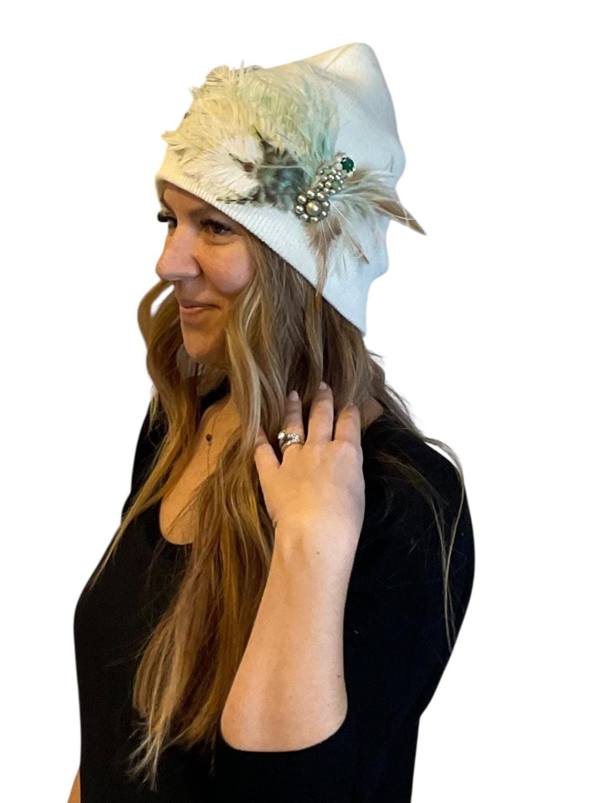 Pure as the day | A butterfly emerges | hand-embellished beanie