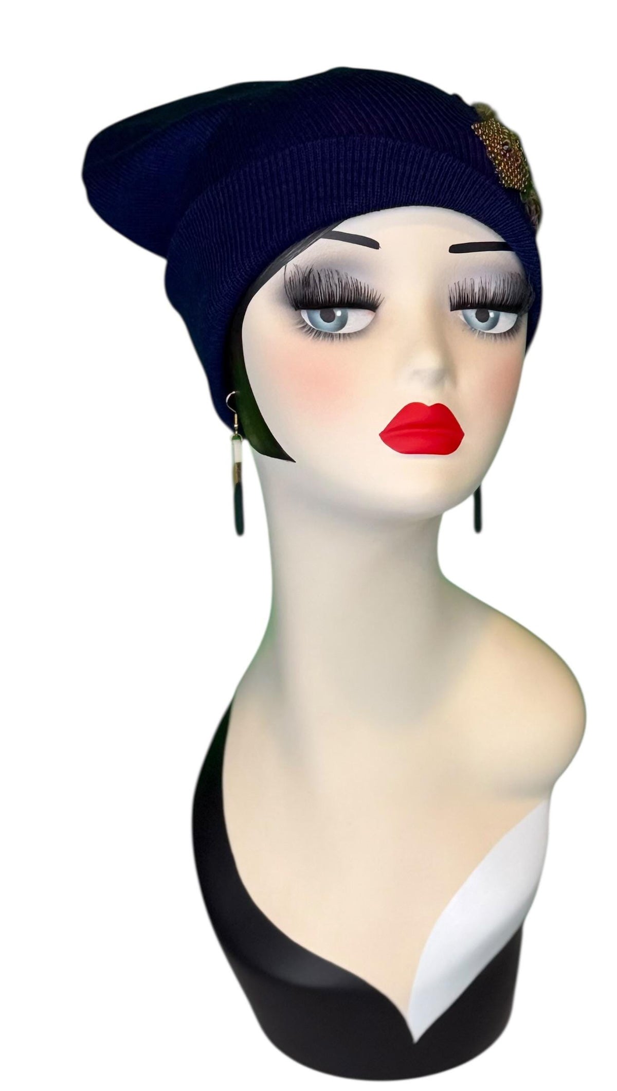 Midnight Haze Fashionable Statement Flapper Feather & Jeweled Vintage Embellished Hat