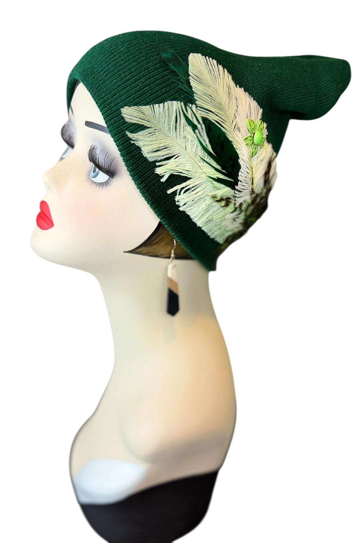 Green Clover Patch - Fancy Flapper Style -Slouchy Knit Hat - All Season Wear