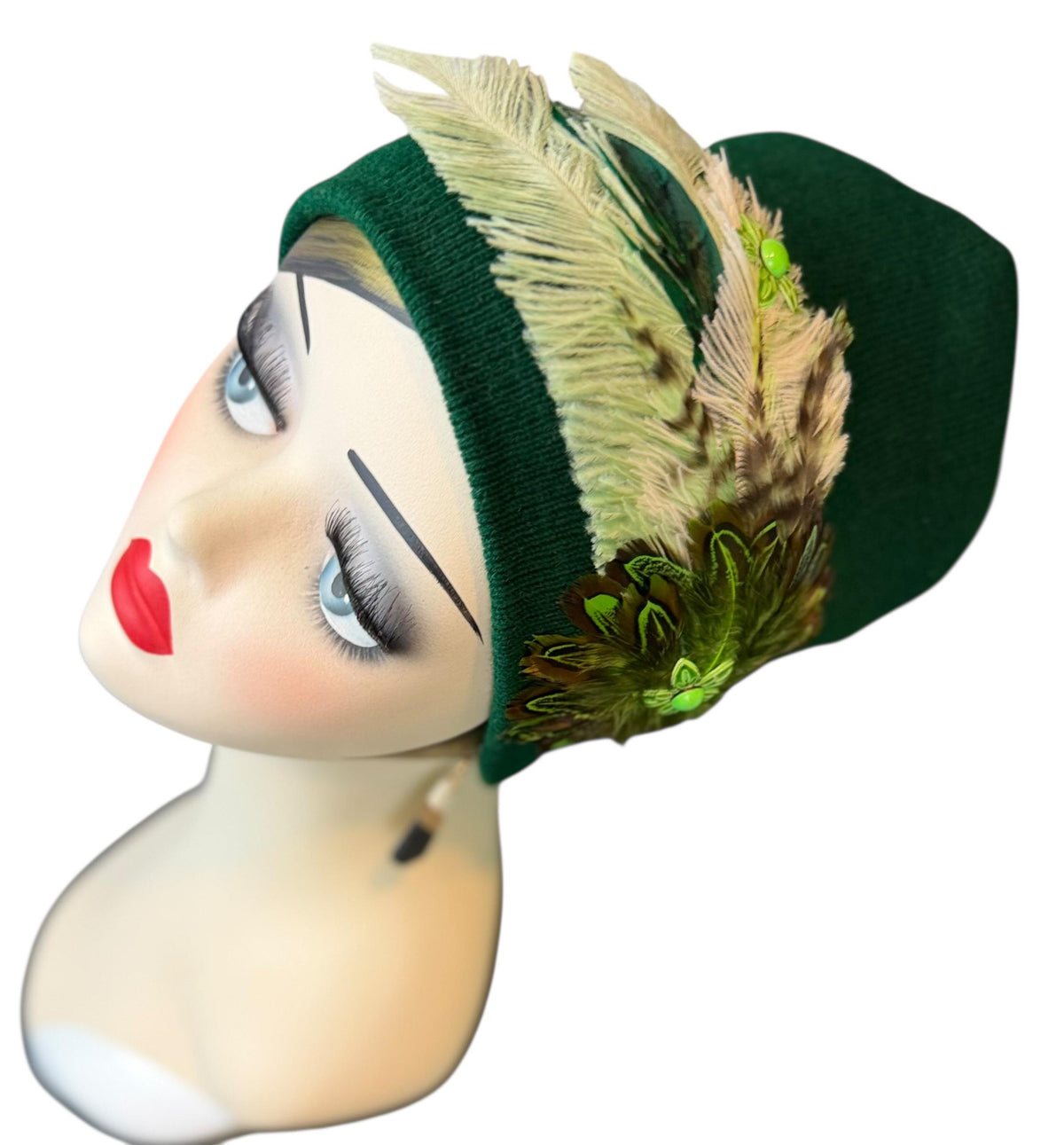 Green Clover Patch - Fancy Flapper Style -Slouchy Knit Hat - All Season Wear