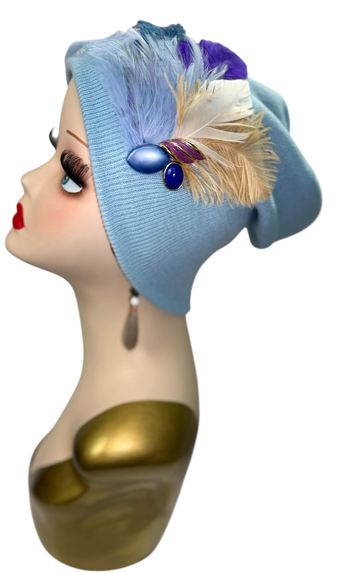 Dove in the Blue Sky - Luxurious Feathered & Vintage Jeweled Embellished Accessory